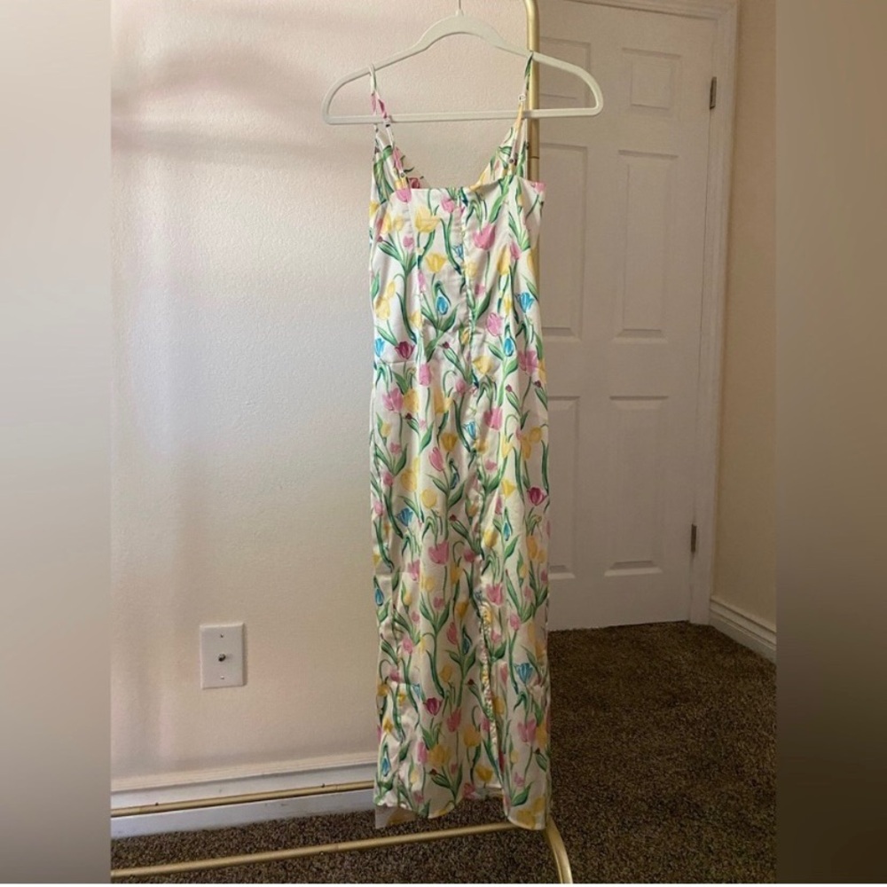 Cute tulip print satin midi dress NWT wedding guest summer - Picture 5 of 6